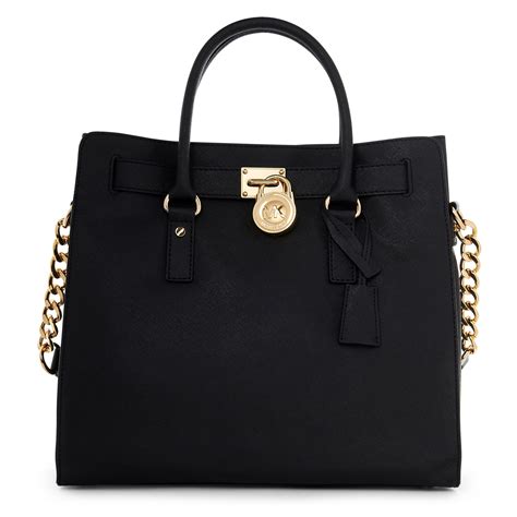 michael michael kors hamilton tote black|Michael Kors saffiano tote large.